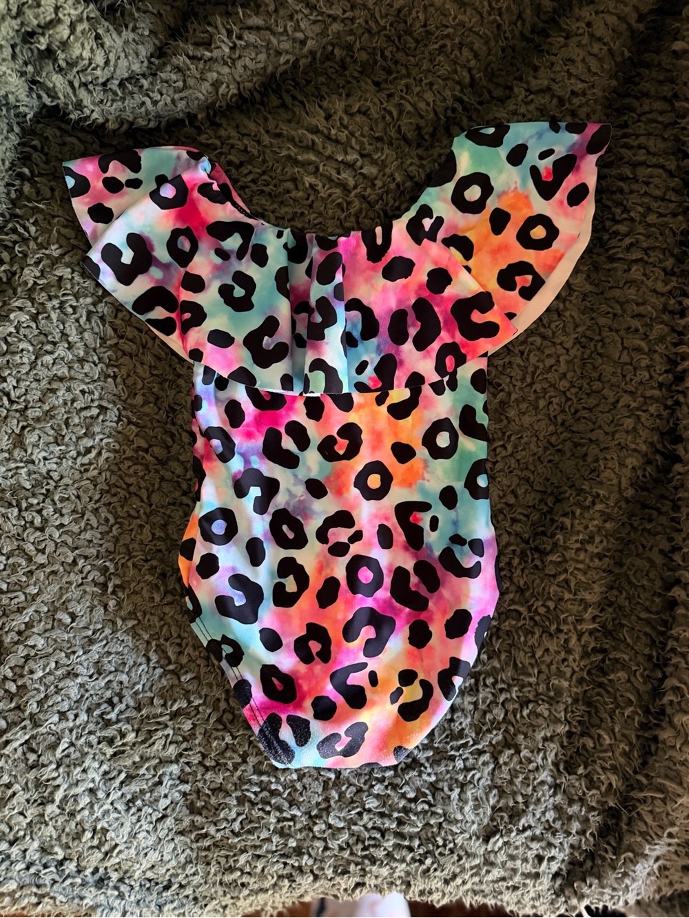 🐆 NWOT Marie Nicole Tie-Dye Leopard Ruffle Swimsuit — S/2T